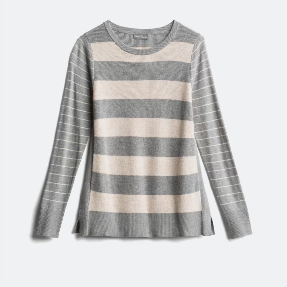 Faunie Mixed Stitch Crew Neck Cotton Blend Pulloverr